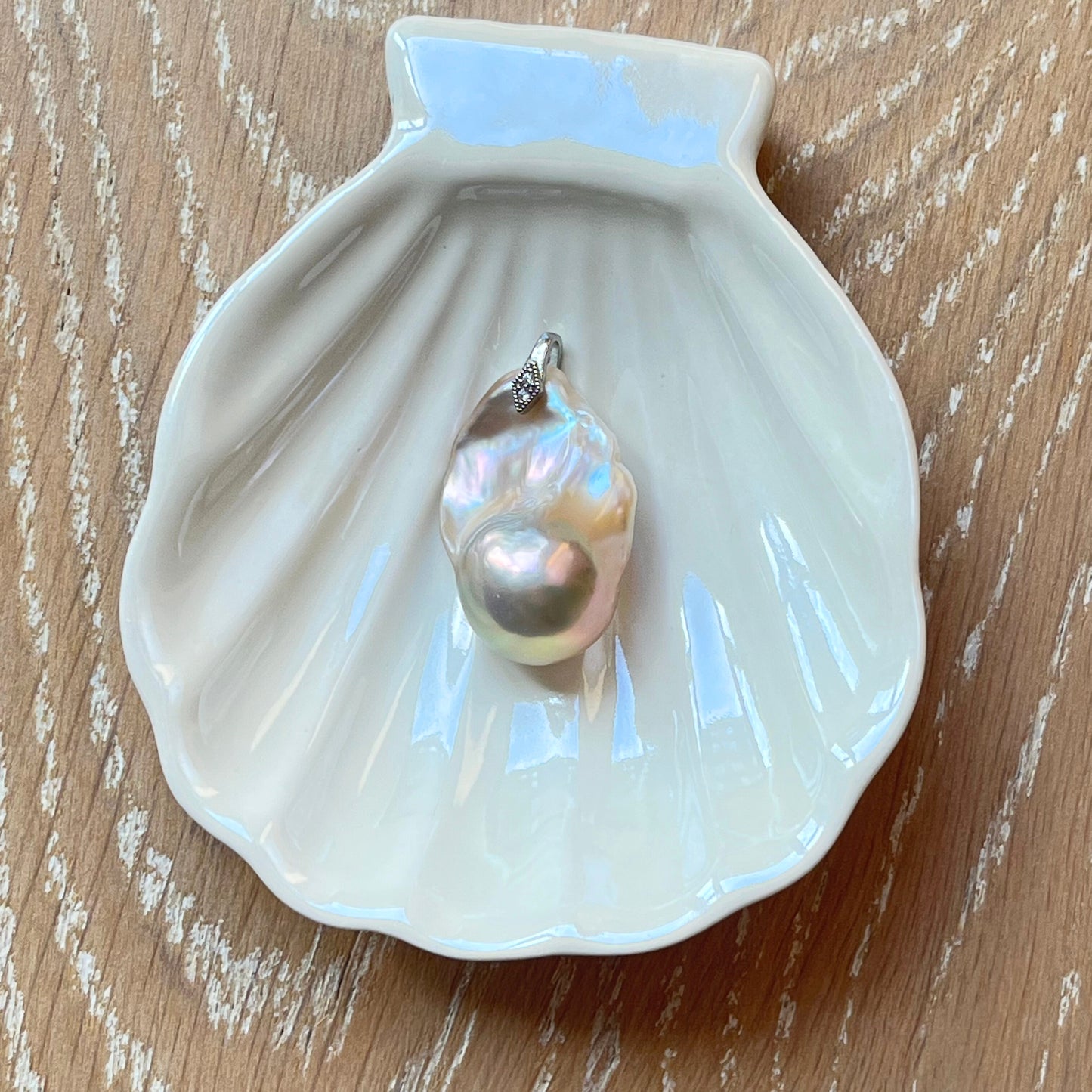 Medium Champagne Gold Baroque Pearl Pendant