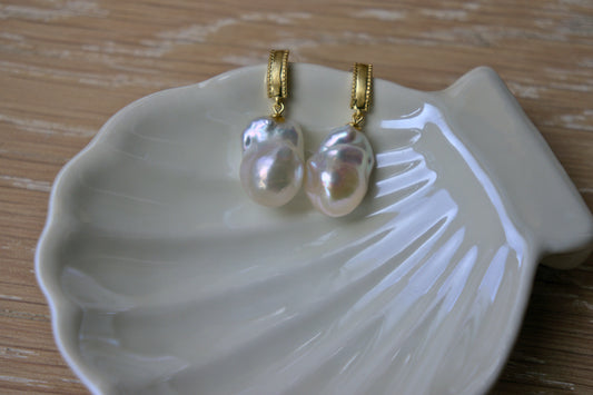 White Baroque Pearl Earrings