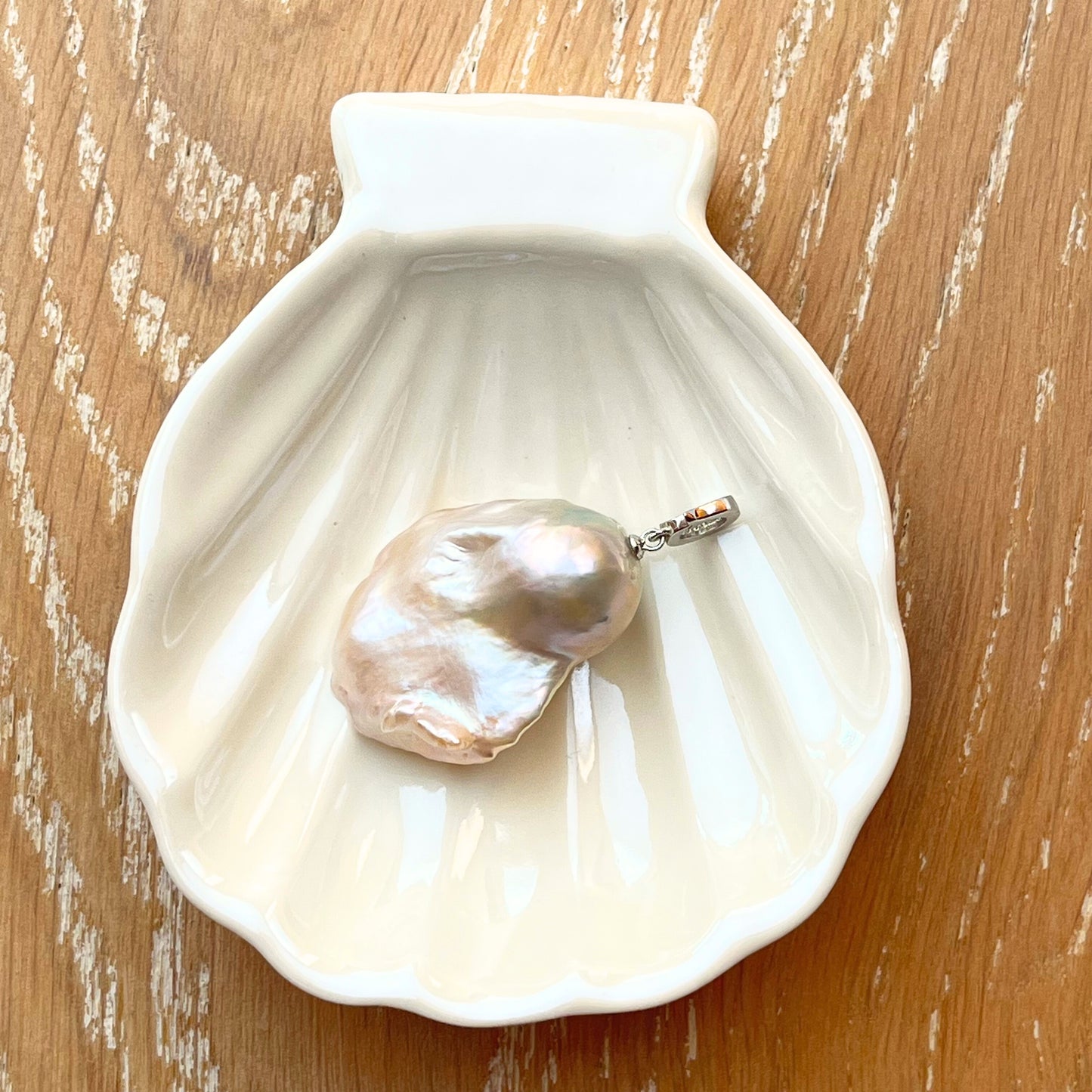 Medium Champagne Baroque Pearl Pendant