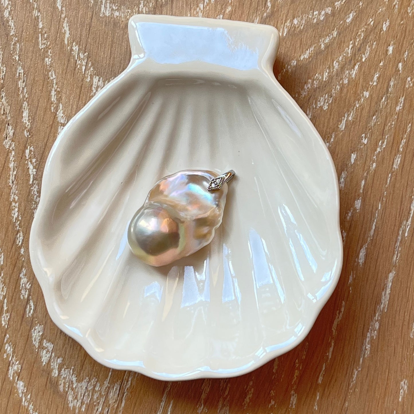 Medium Champagne Gold Baroque Pearl Pendant