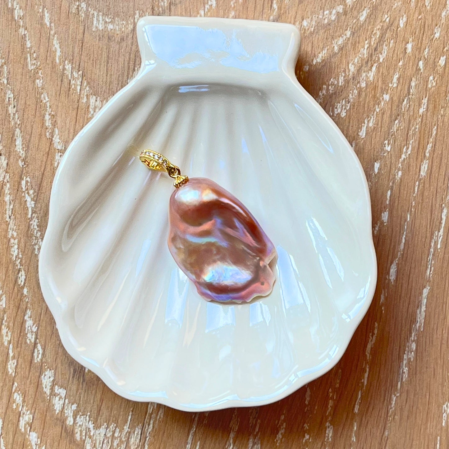 Medium Pink-Purple Baroque Pearl Pendant